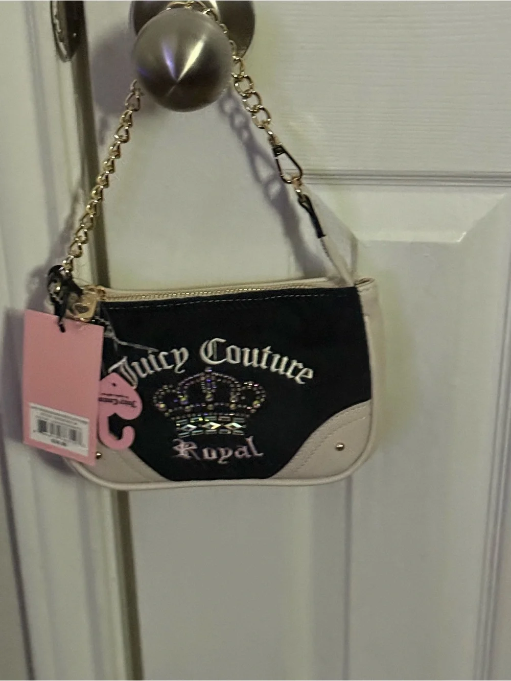 Juicy Couture Black and Blush Embellished Wristlet